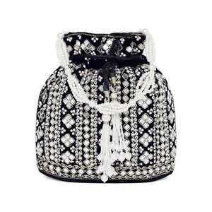1869 Black Potli Purses Gift Handmade Evening Handbag Stylish Bridal